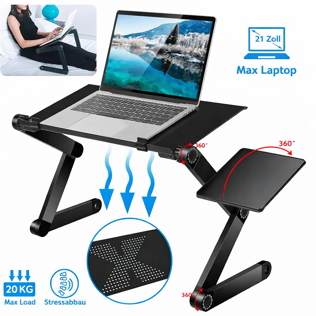 Laptop Riser | 360° Rotation & Adjustable Height | Encourages Healthy Posture | FlexStand 360