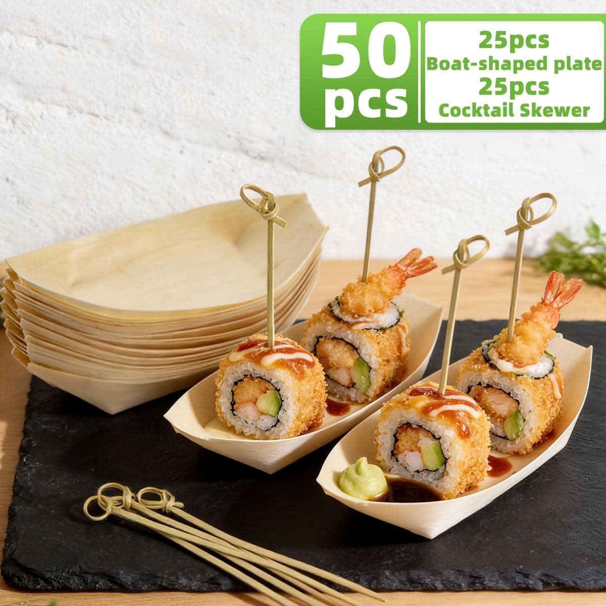 Disposable Wooden Boats for Elegant Food Presentation at Parties