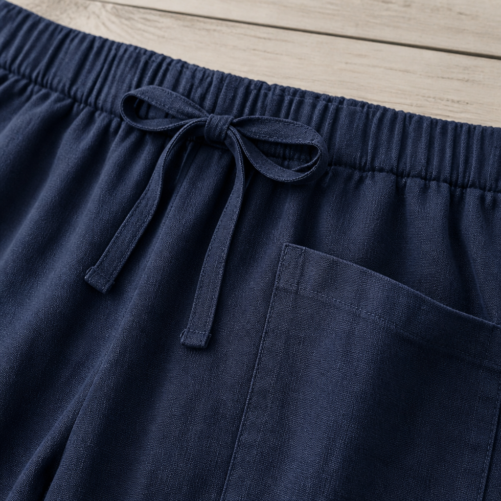 LunaEase™ – Cropped Soft Cotton-Linen Pants with Buttoned Cuffs