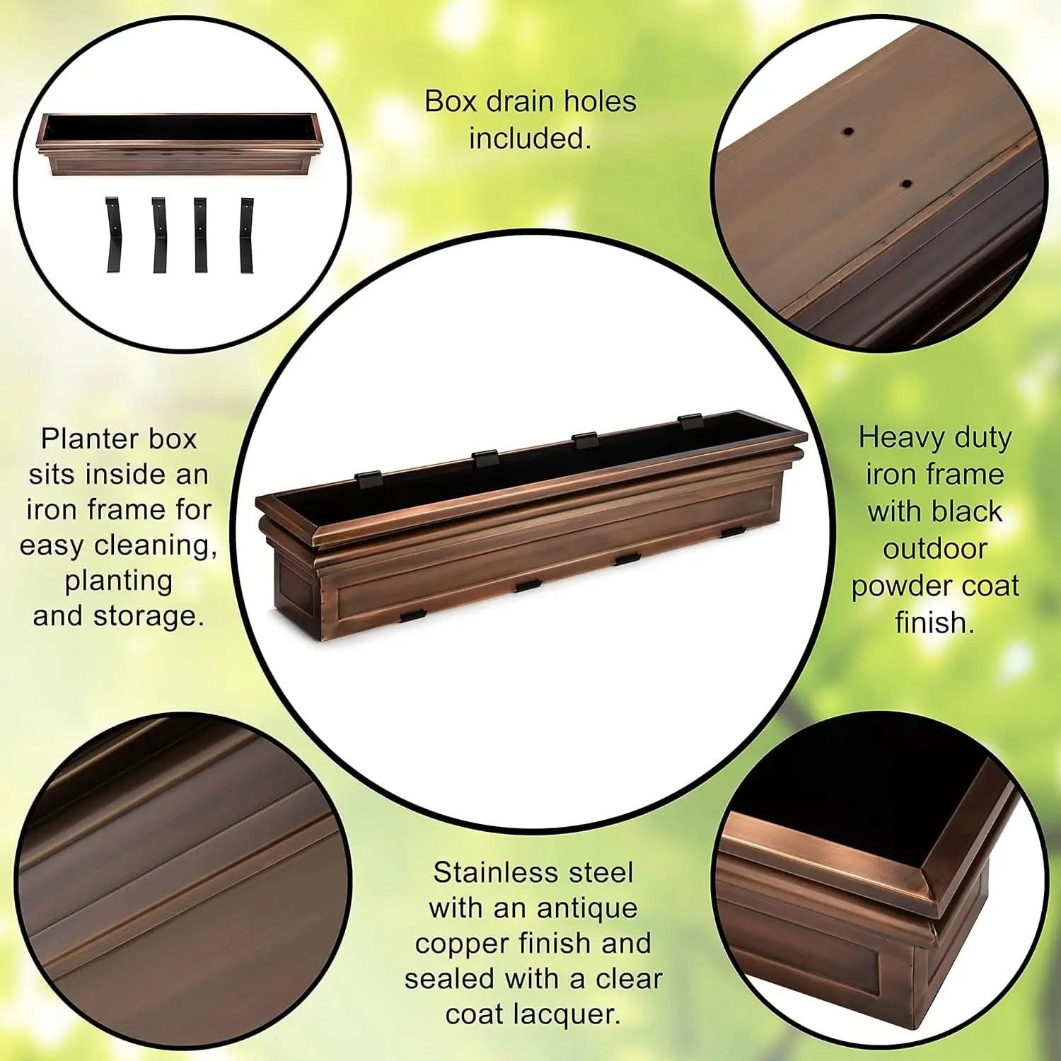 Outdoor Planter Box for Windows – Copper Design