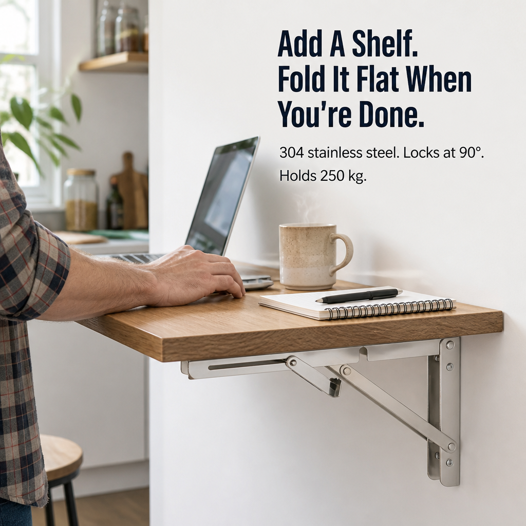 FlexiMount™ — Install Drop-Down Shelves Supporting 550 lbs That Fold Flat in Seconds
