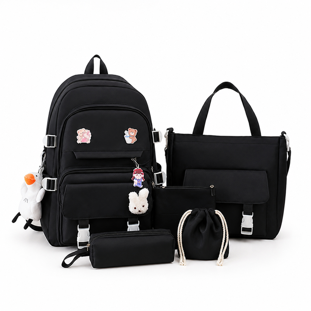 Large-Capacity Lightweight Teen Backpack Set (4-Piece)