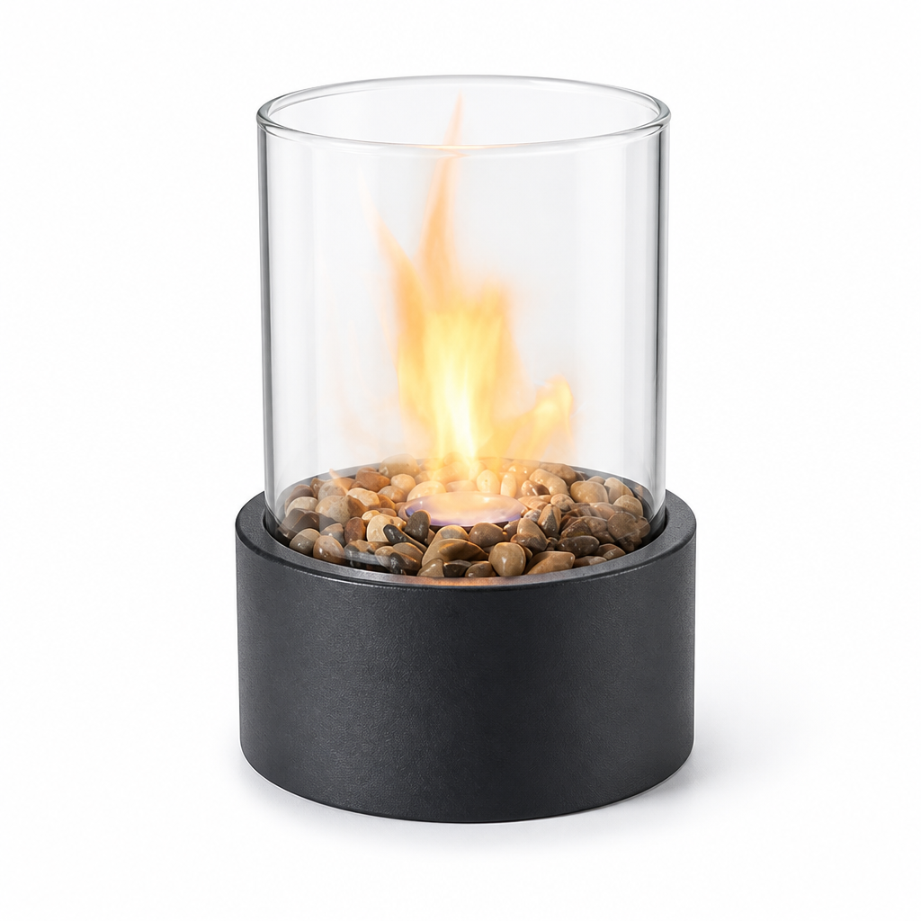 Soft Flickering Flame Portable Steel & Glass Table Lantern