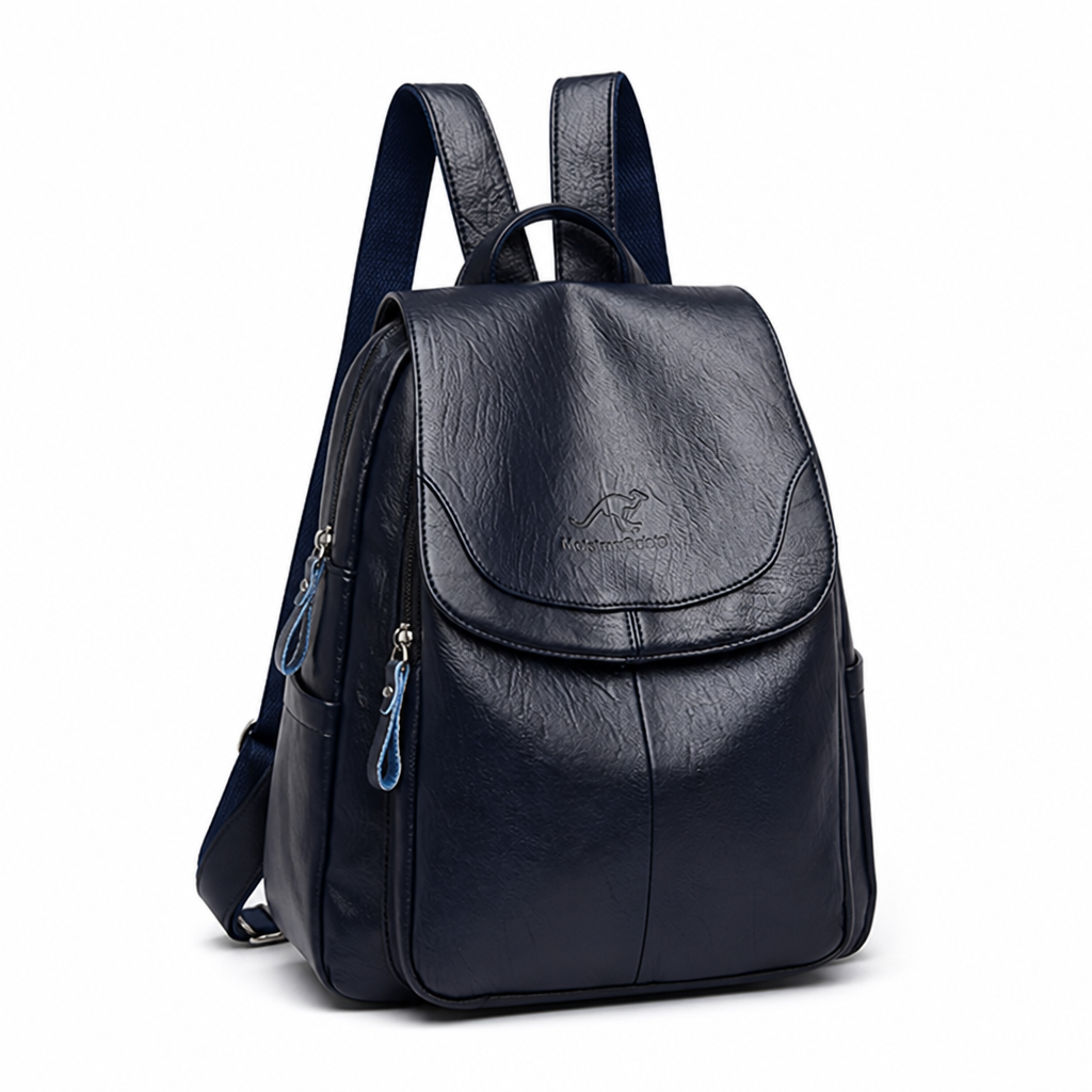 Anti-Theft Embossed Leather Backpack