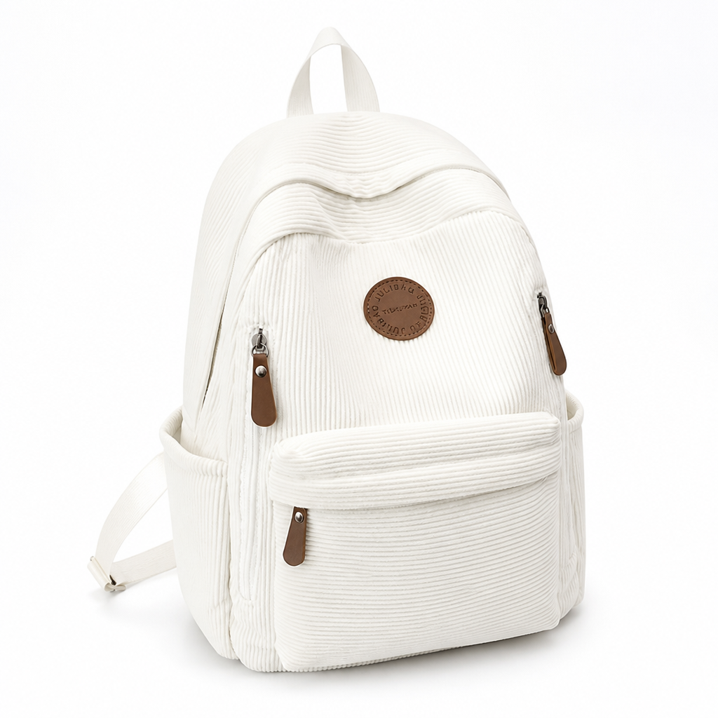 Lightweight Corduroy Multi-Pocket Backpack (Convertible Straps)