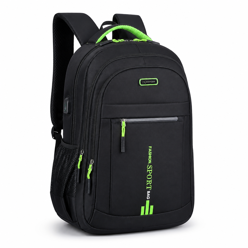 Water-Repellent Oxford USB-Charging Backpack (Fits 15.6in Laptop)