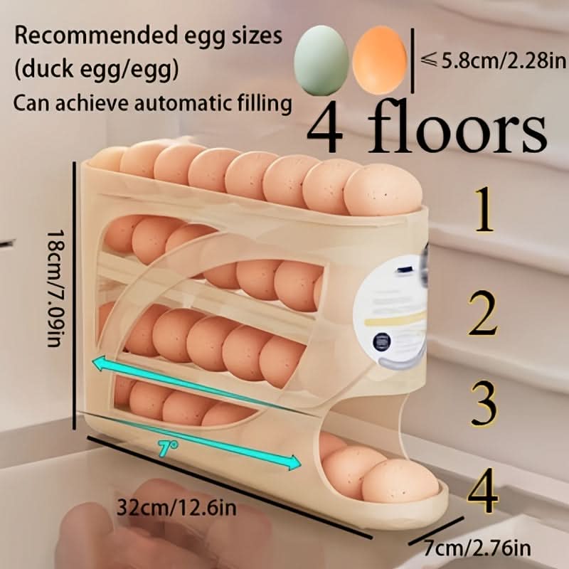 4-Tier Rolling Organizer for Egg Storage
