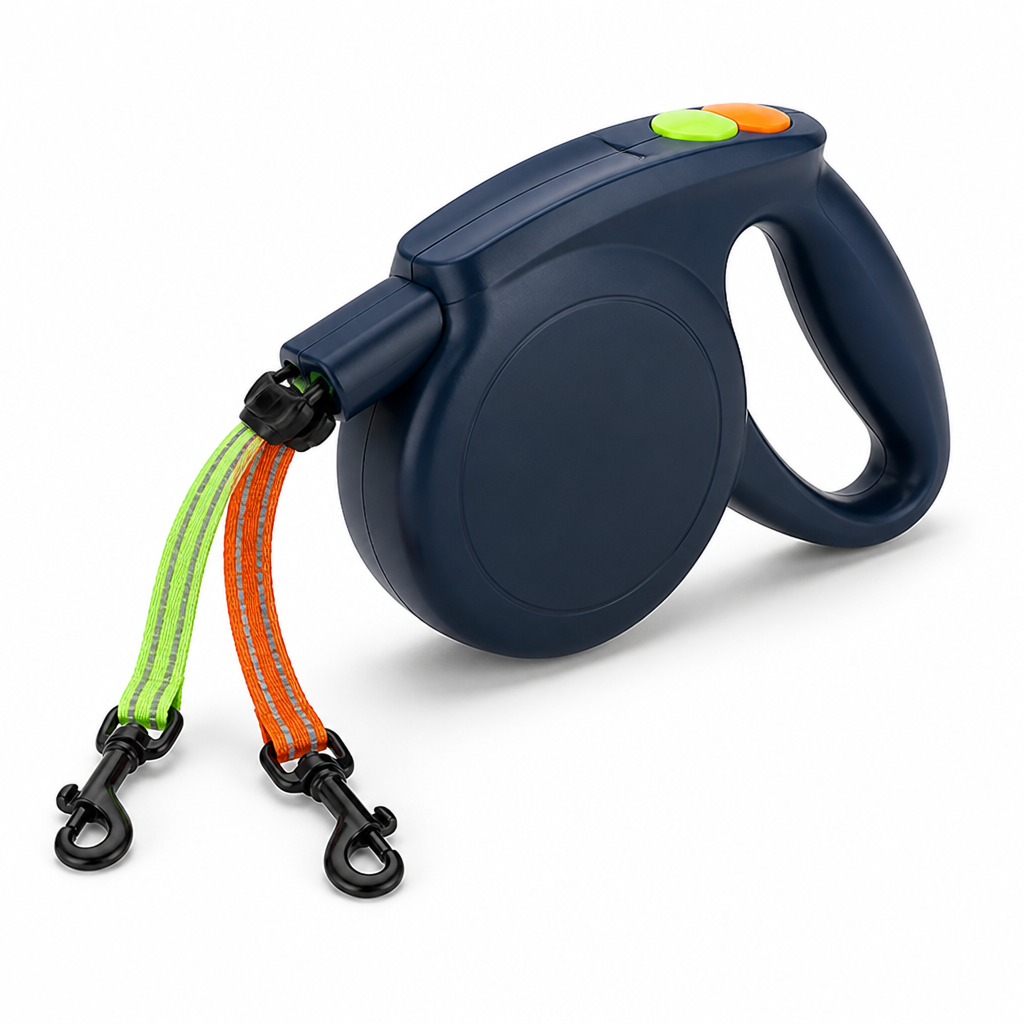 360° Swivel Tangle-Free Reflective Dual Retractable Dog Leash