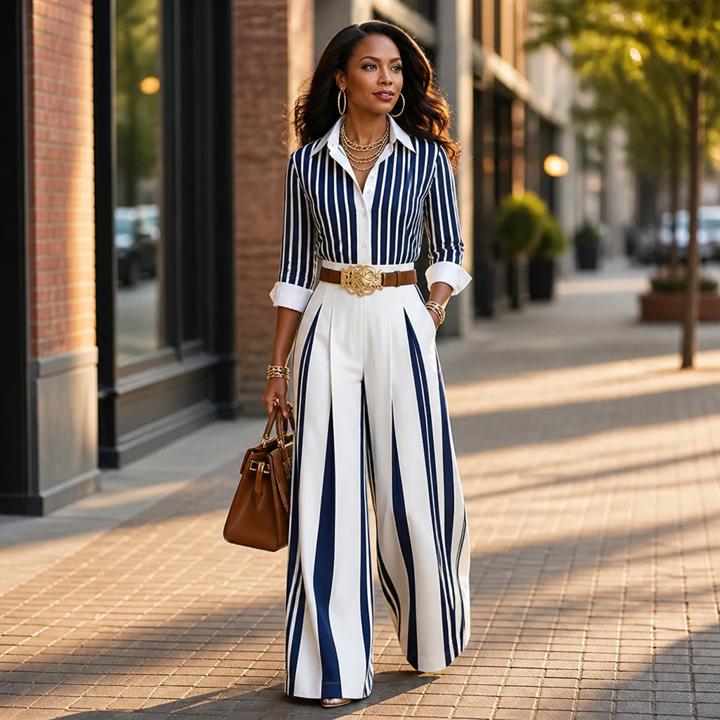 VeroLuxe™ — Slip Into a Striped Set That Feels Like You Got a Stylist | Comes with Belt