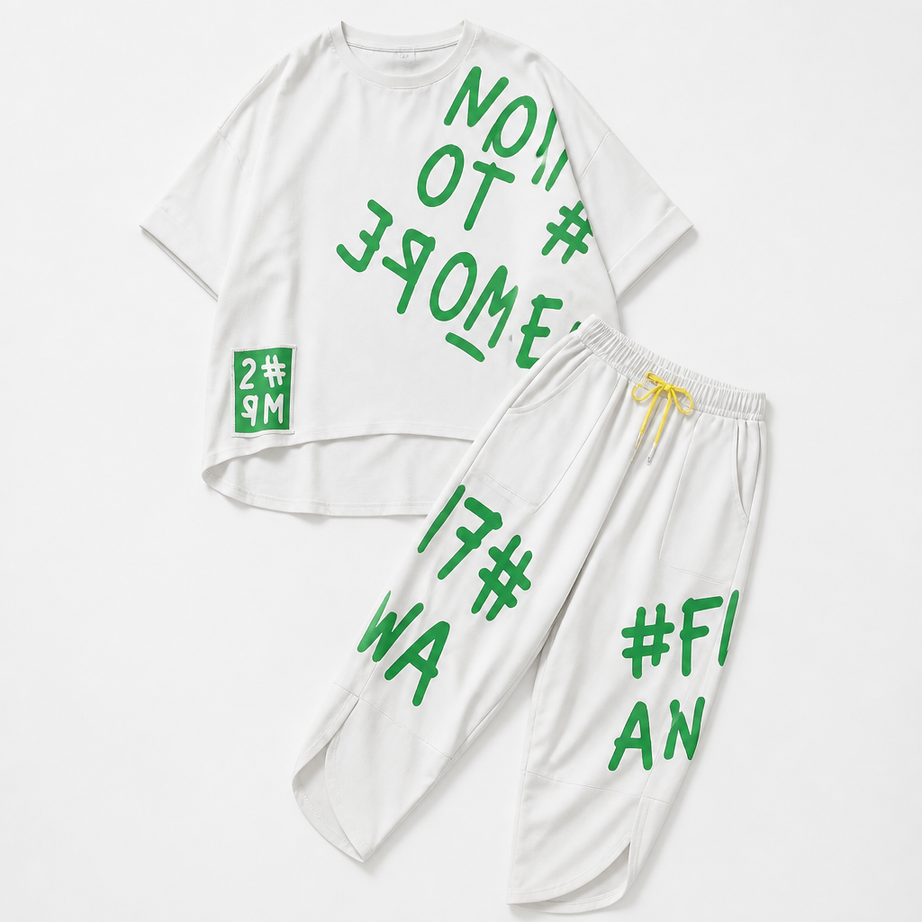 Brixa™ – Graffiti Print Lounge Set in Oversized Two-Piece Style
