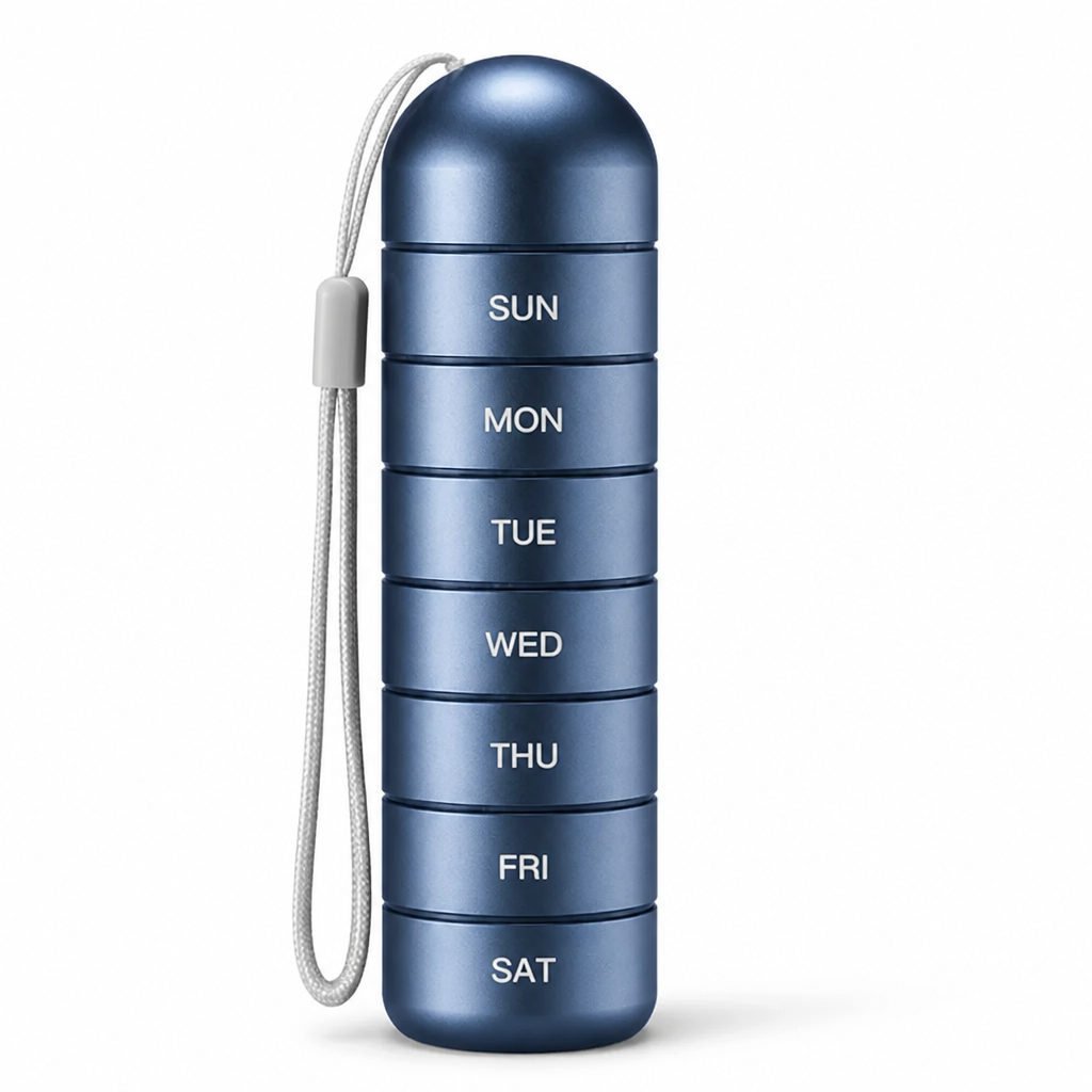 Watertight Aluminum Alloy Weekly Pill Organizer (7-Day)