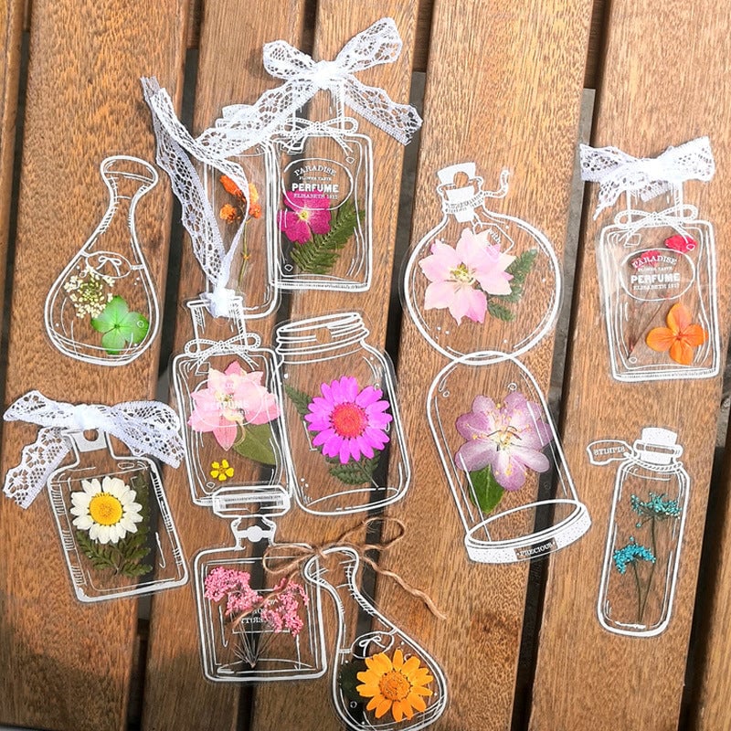 Set of 30 Dried Flower Bookmarks with Decorative Tassels
