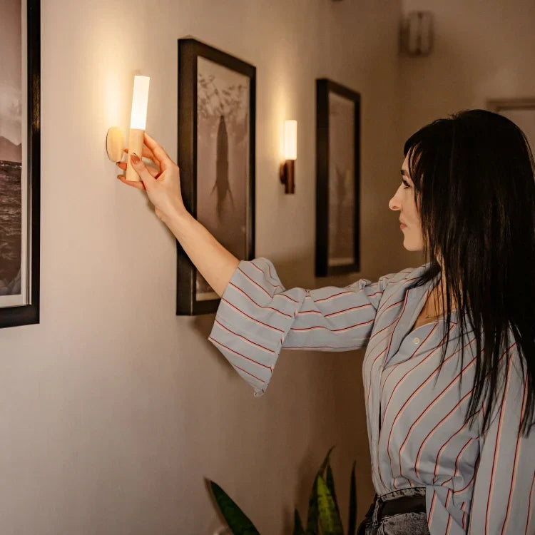 Rechargeable LED Night Light with Motion Sensor for Bedroom and Hallway - Warm White Wood