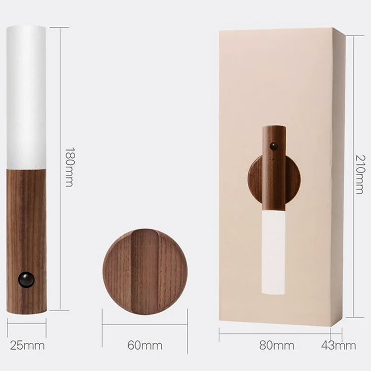 Rechargeable LED Night Light with Motion Sensor for Bedroom and Hallway - Warm White Wood