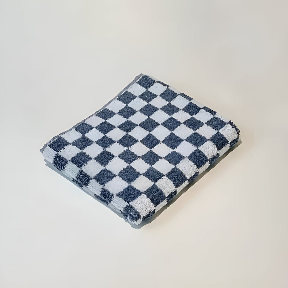 Retro Checkerboard Pattern Cotton Towel