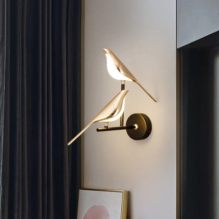 Bird Figurine Table Lamp Featuring Gold Sculpture Detail