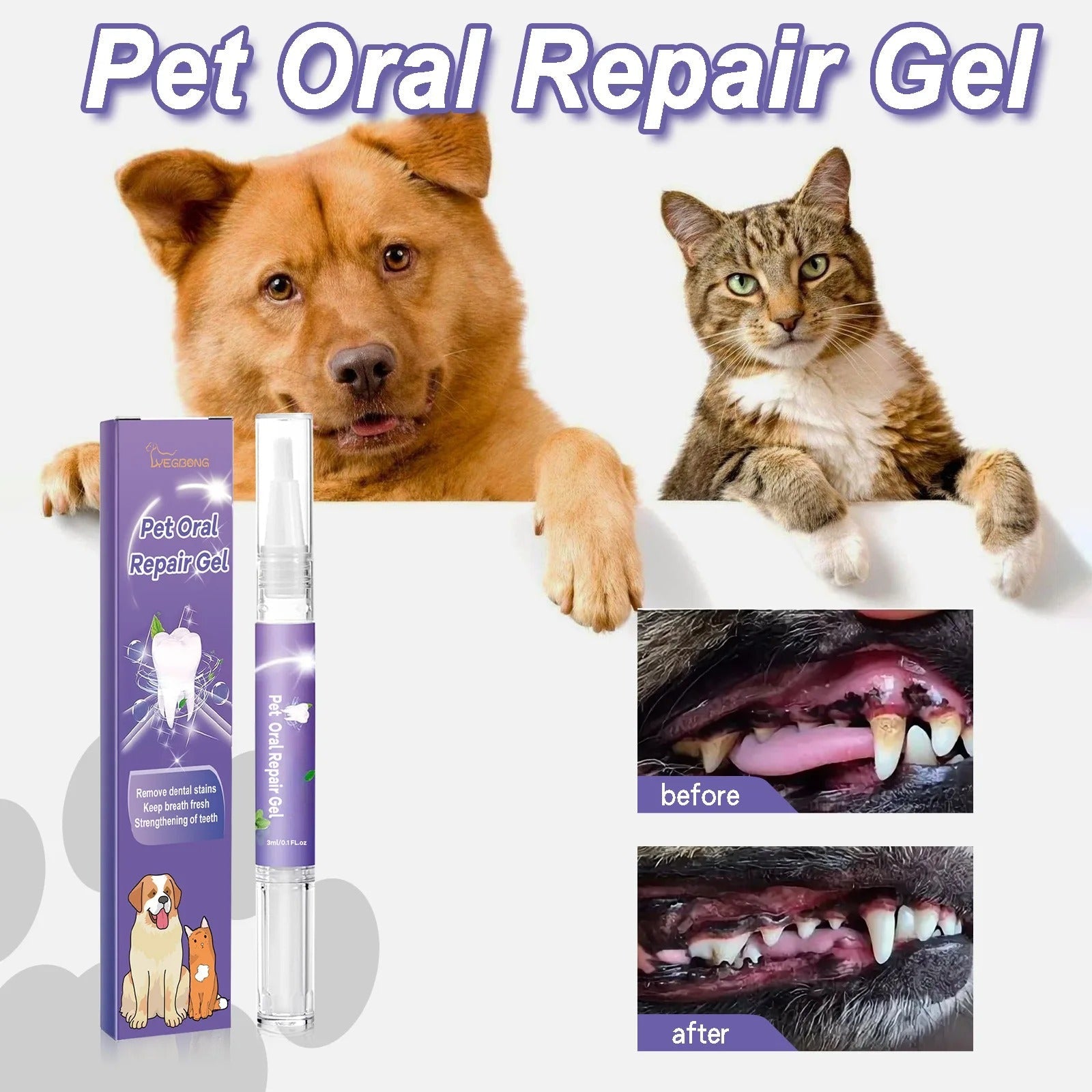 PurePaws™ Dental Gel — Restore Their Smile with Soothing, Fresh Breath Confidence