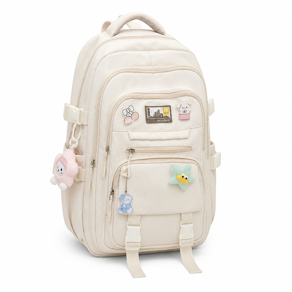 Large-Capacity Student Backpack With Pendant