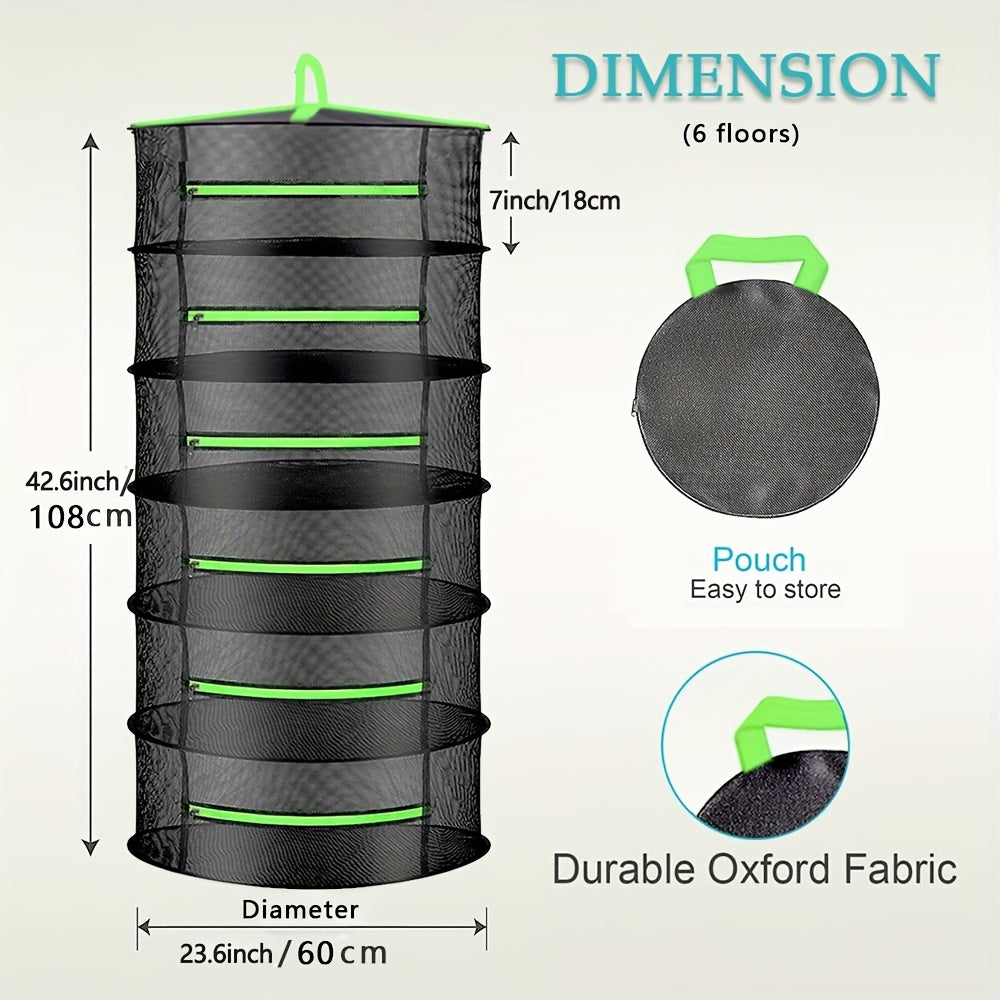 Foldable 6-Tier Drying Rack with Mesh for Seeds and Herbs