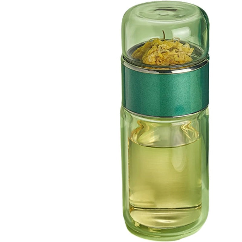Detachable Filter Glass Bottle for Brewing Tea with Flip Control
