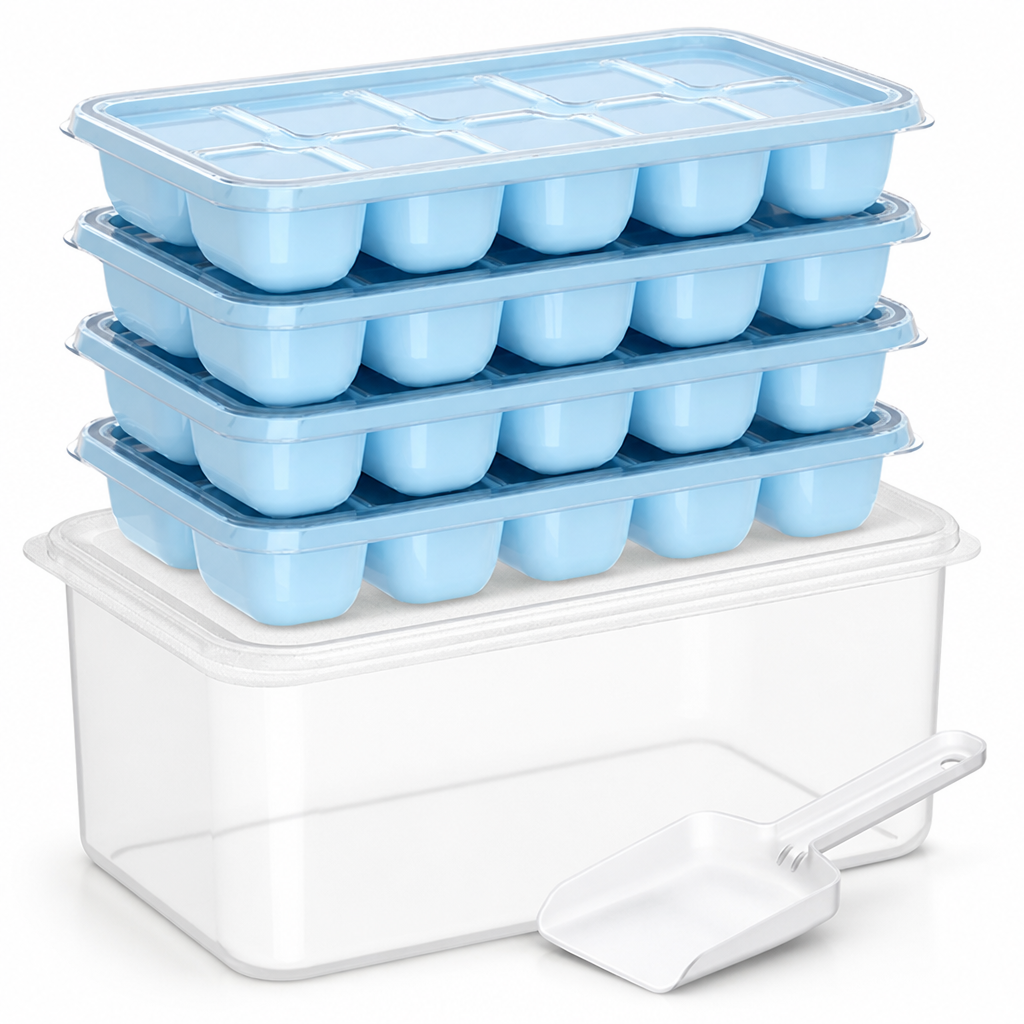 Flexible Silicone Stackable Ice Cube Trays (Set of 4)