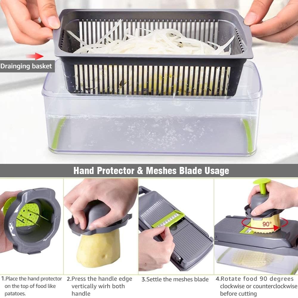 7-Blade Multi-Cutter - Safe and Precise Stainless Steel Design
