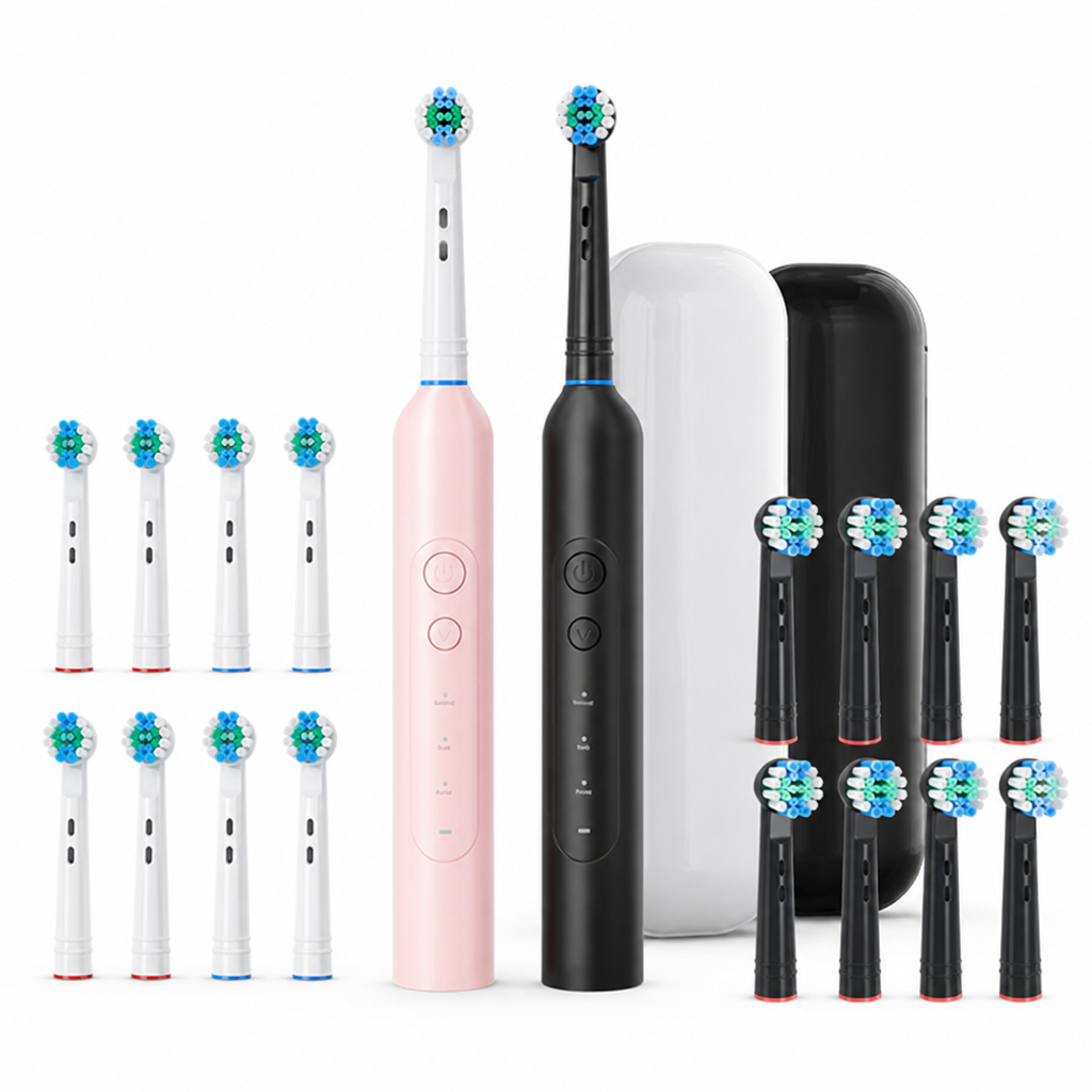 Rechargeable IPX7 Waterproof Electric Toothbrush (16 Replacement Heads)