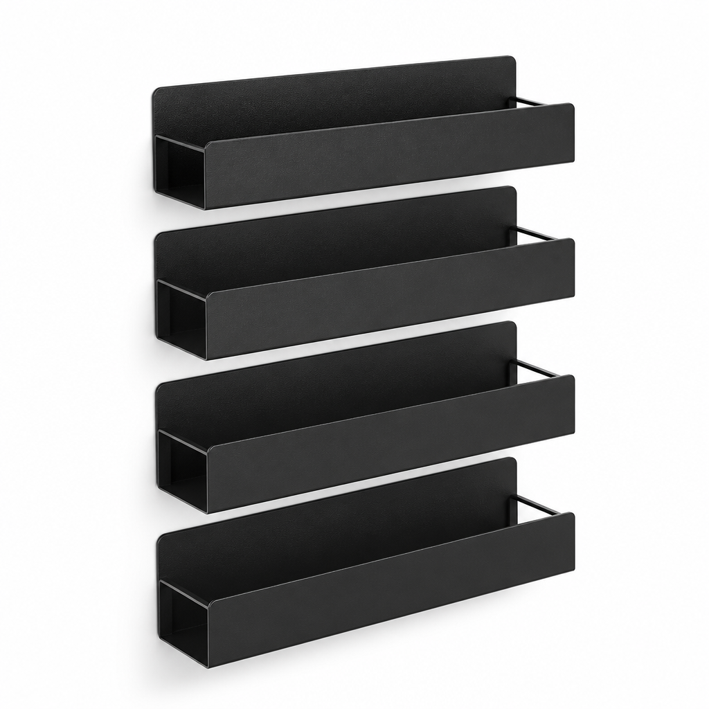 Space-Saving Magnetic Powder-Coated Spice Rack Set (Set of 4)