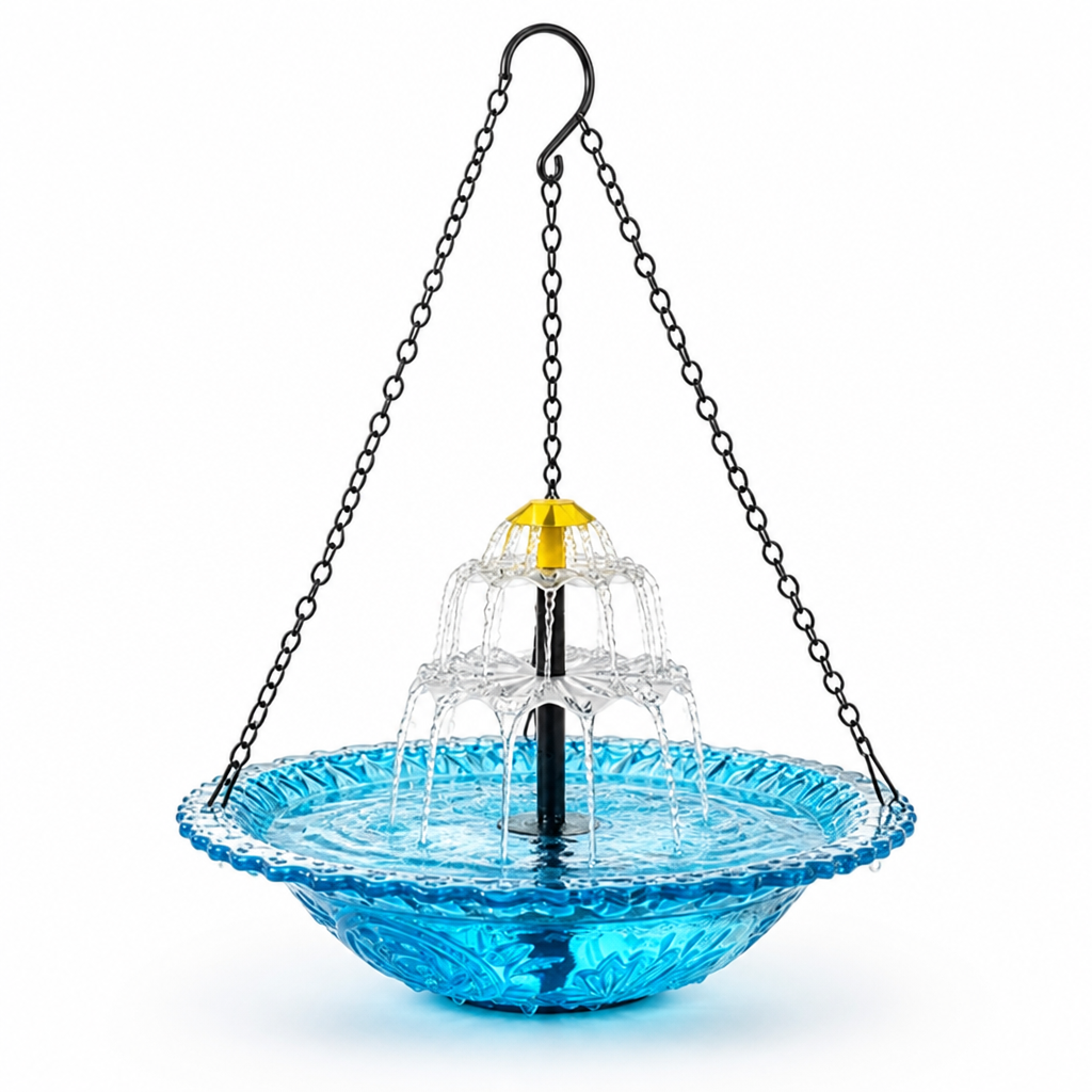 Solar-Powered Two-Level Hanging Bird Bath