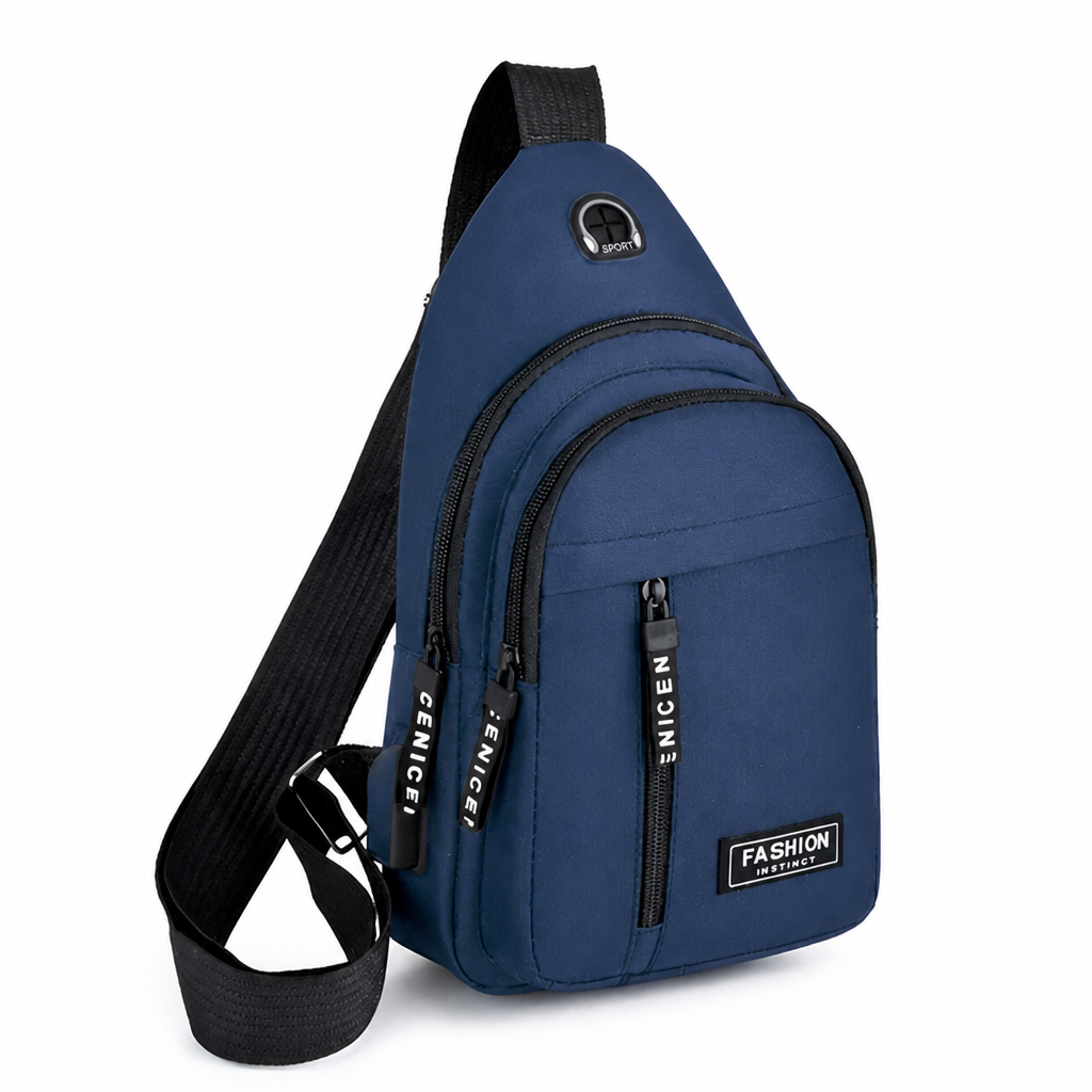 Multiple-Compartment Water-Repellent Sling Bag (USB Port)
