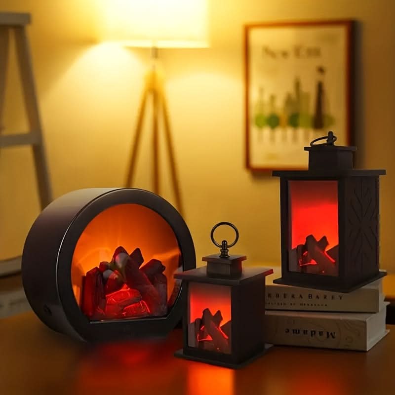Dual-Power Decorative Fireplace Light for Indoor Ambiance and Holiday Decor