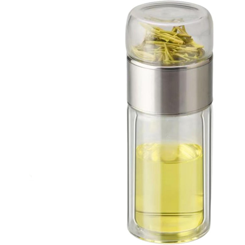 Detachable Filter Glass Bottle for Brewing Tea with Flip Control