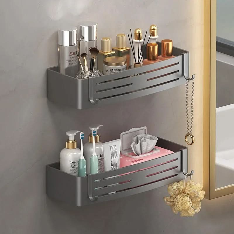 Self-Adhesive Aluminum Shelf Organizer for Bathroom Storage