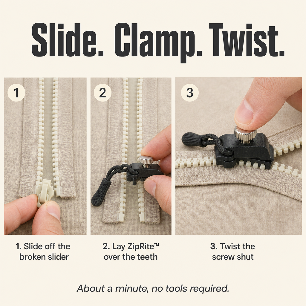 ZipRite™ — Revive Any Snapped Zipper Instantly in 10 Seconds
