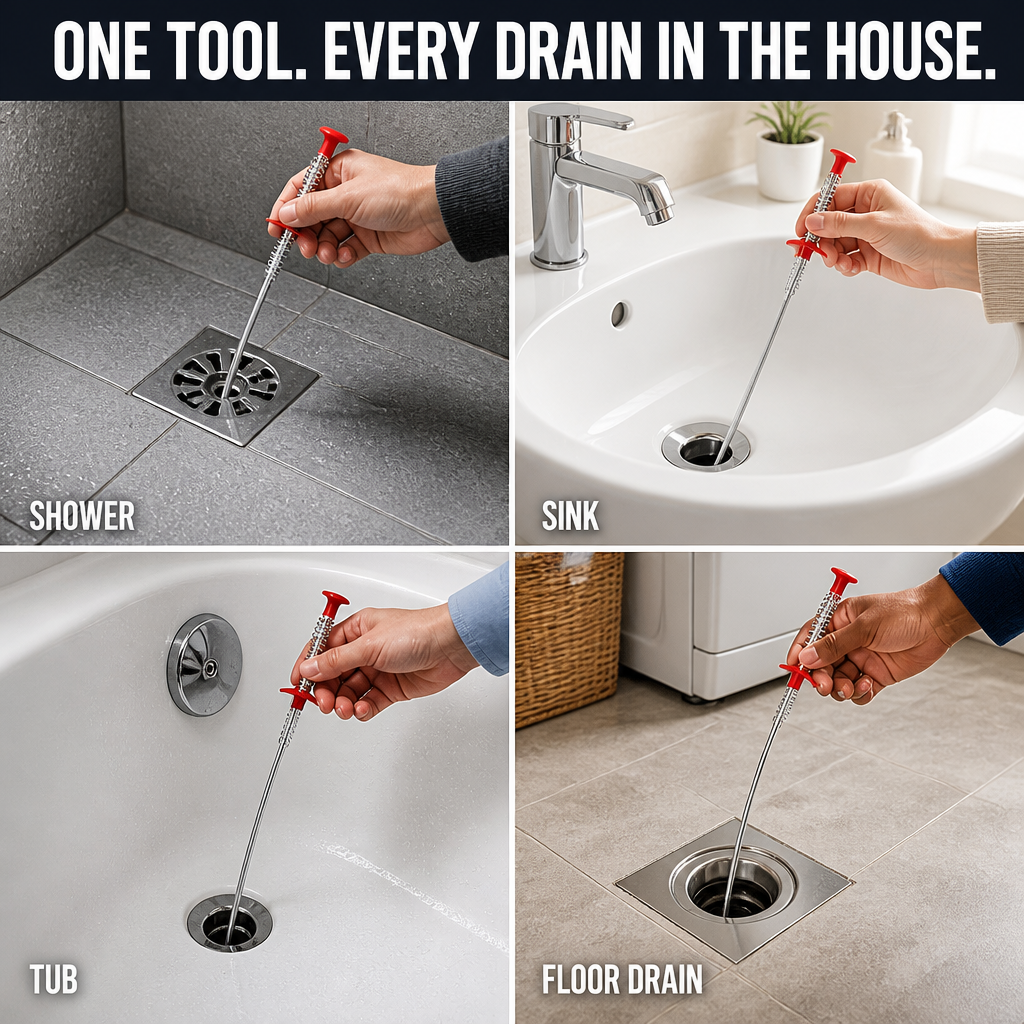 DrainMaster™ — Extract the Gnarliest Hair Clogs Without Calling a Plumber