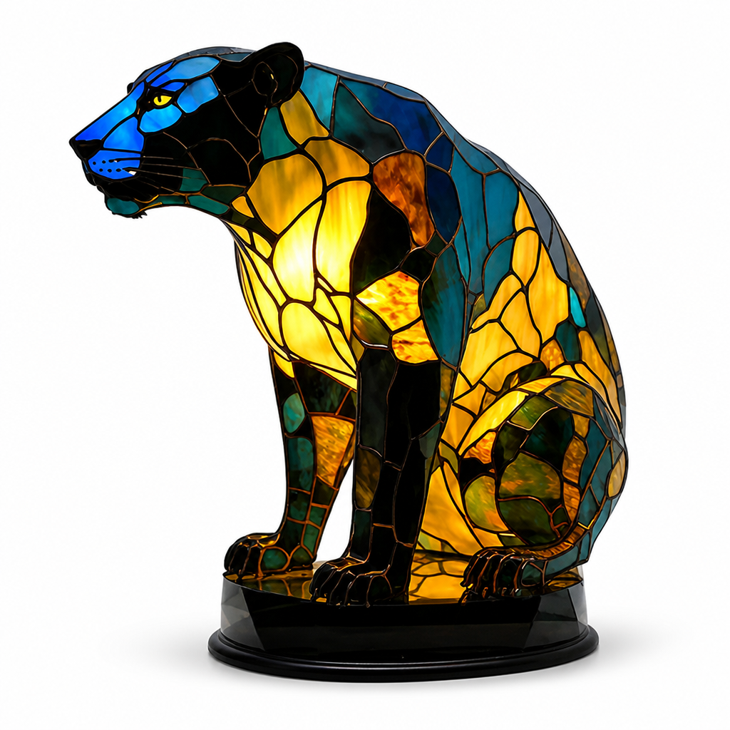 Colorful Stained Glass Animal-Print Table Lamp (20 Styles)