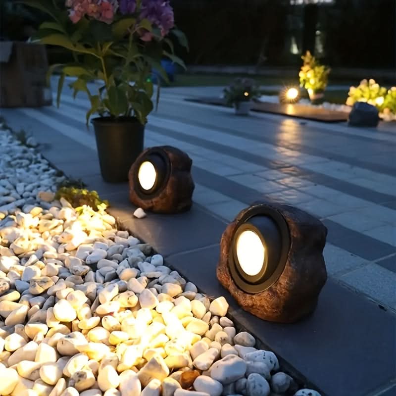 Solar-Powered Rock Garden Light for Outdoor Decoration