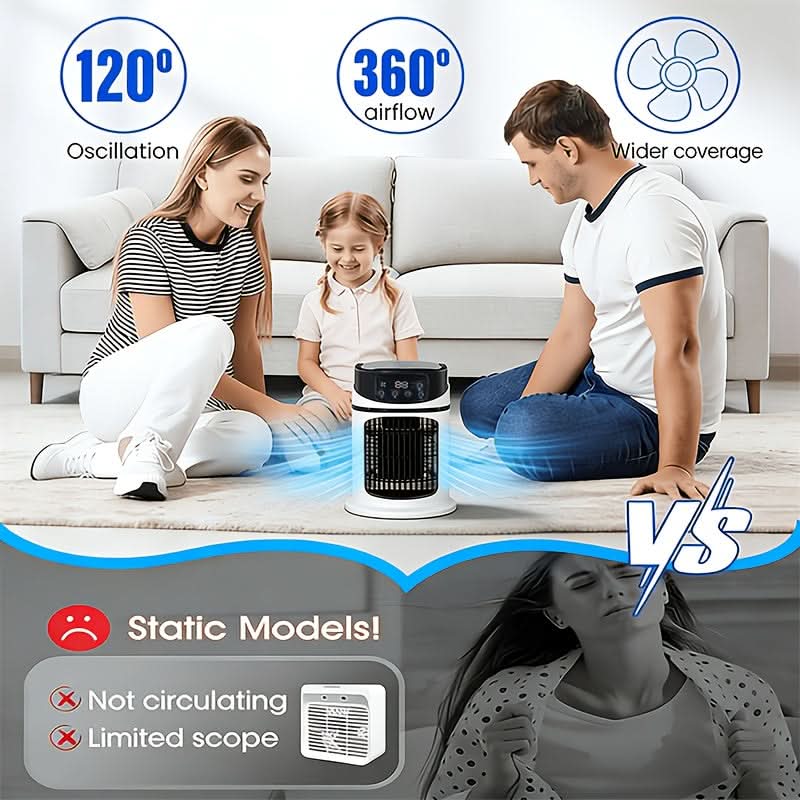 4-in-1 Desktop Air Cooler with Mist Fan, Humidifier, and Night Light