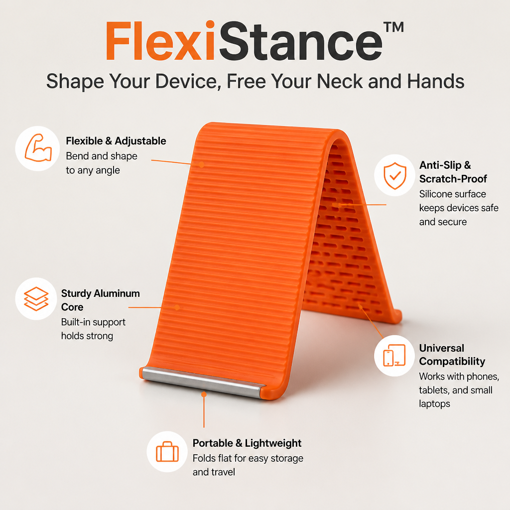 FlexiStance™ — Shape Your Device, Free Your Neck and Hands