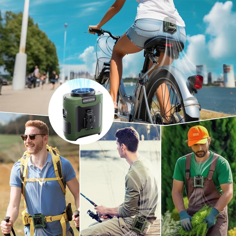 Rechargeable Waist Fan with Clip – Hands-free Design
