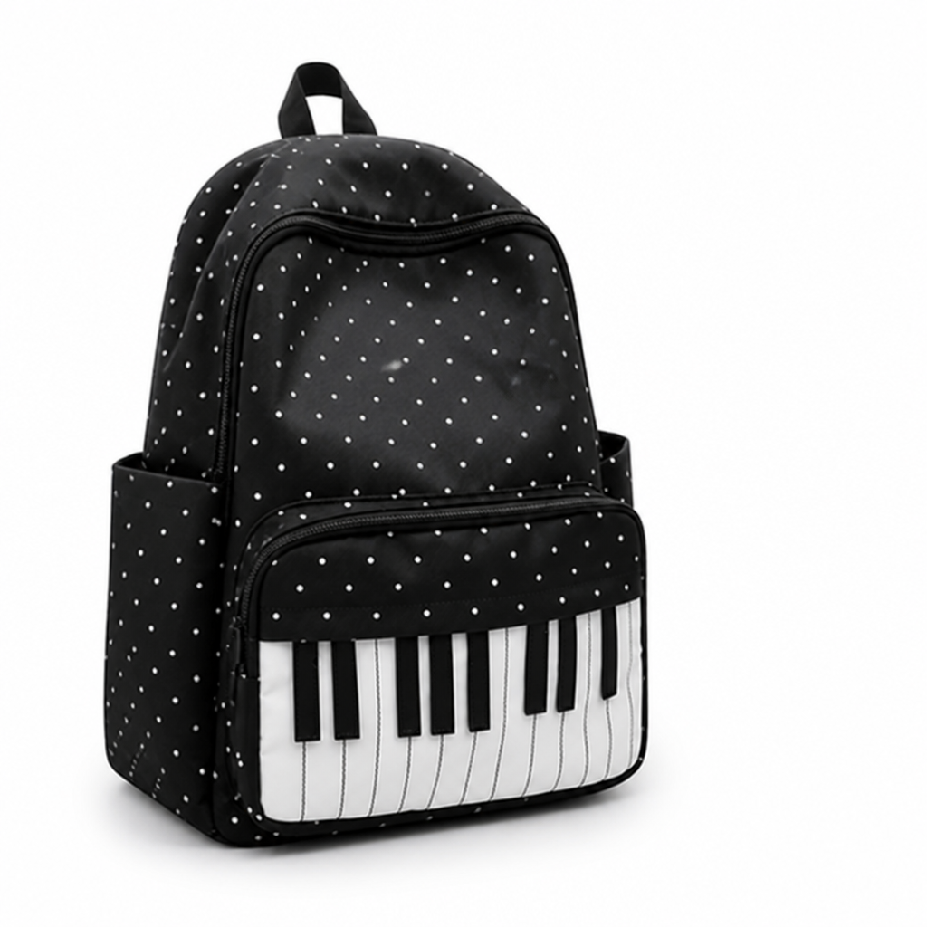 Large Capacity Multi-Compartment Kids Piano Polka-Dot Backpack