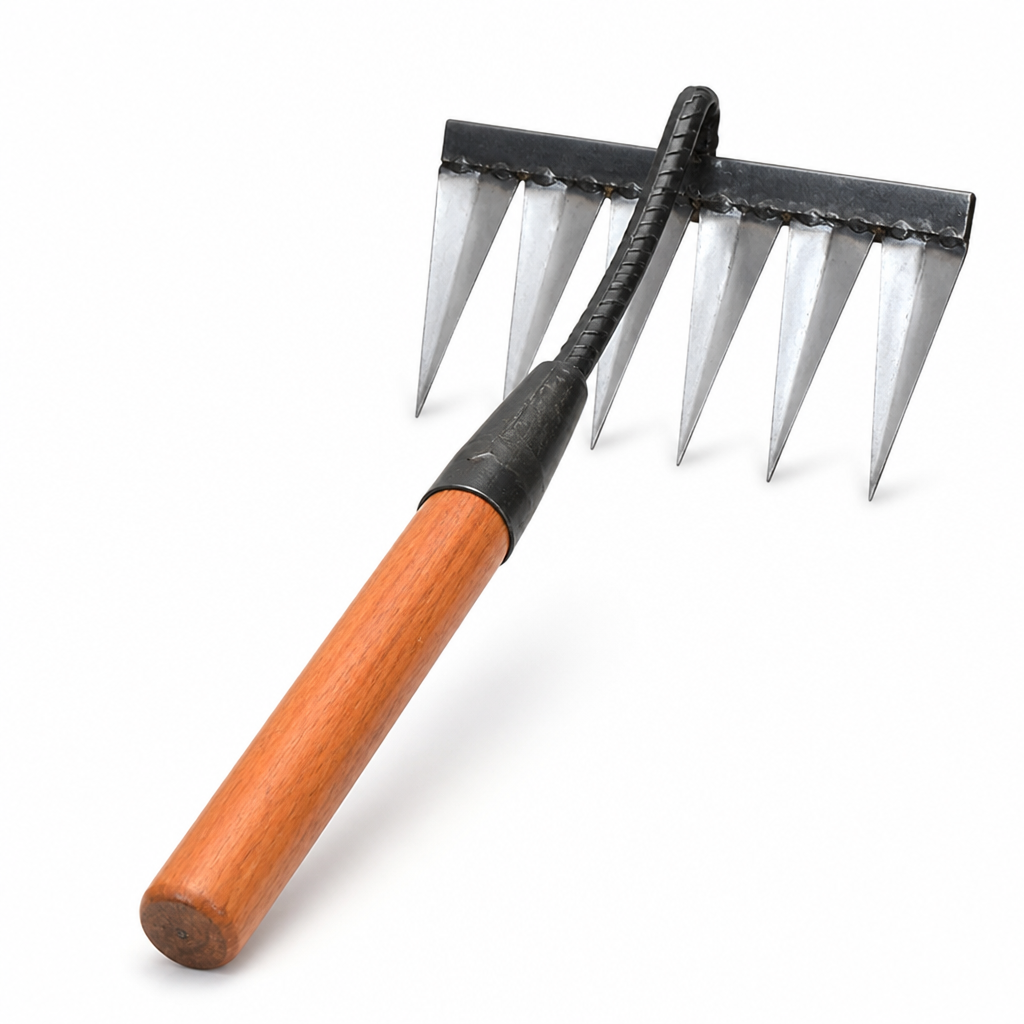 Ultra-Sharp Carbon Steel Garden Rake (4–7 Tines)