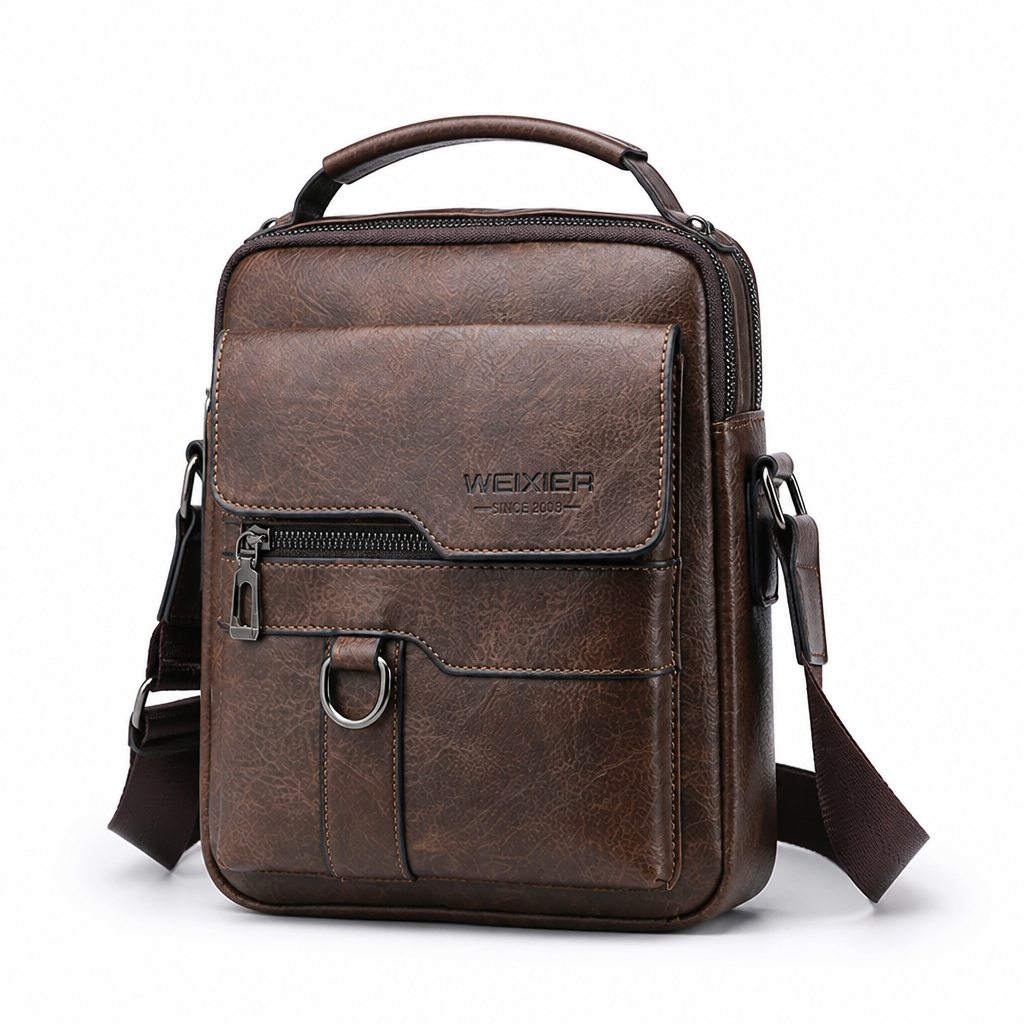 Top-Grain Leather Vertical Crossbody Bag