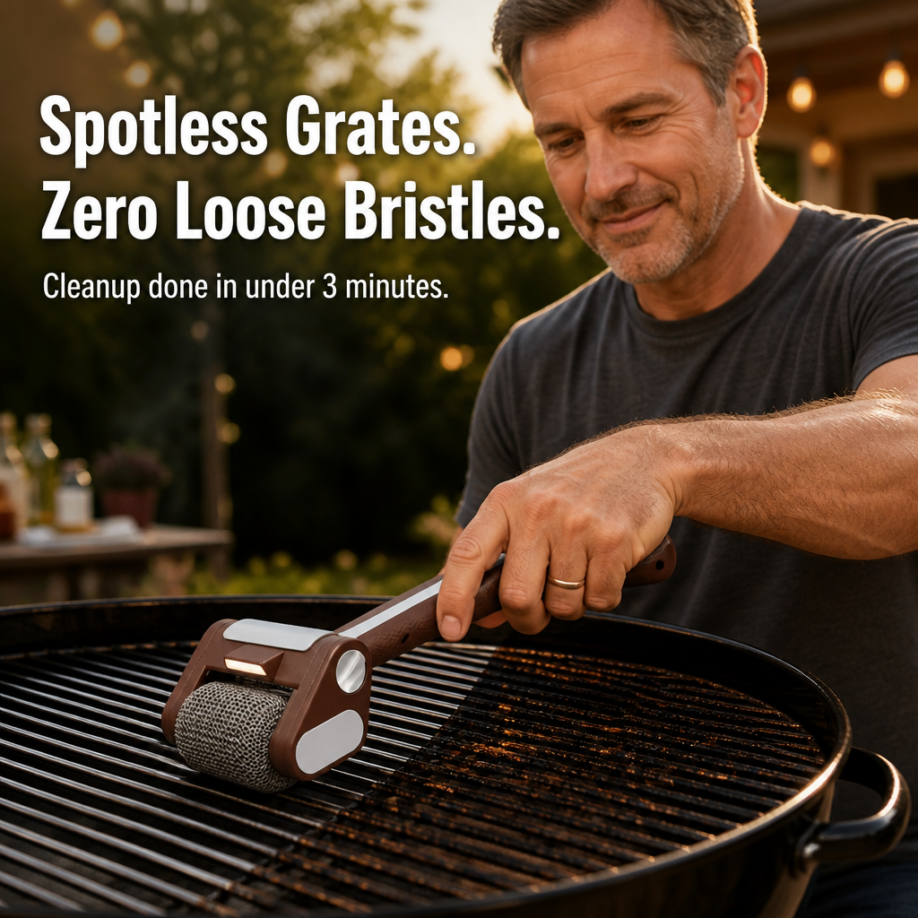 GrillGleam™ — Remove Stuck-On Grease Fast Without Leaving Any Loose Bristles