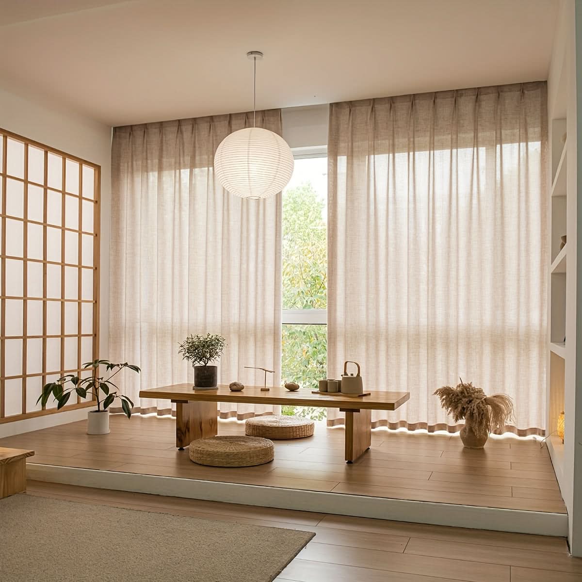 Minimalist Japanese-Style Sheer Curtains for Elegant Light Filtering