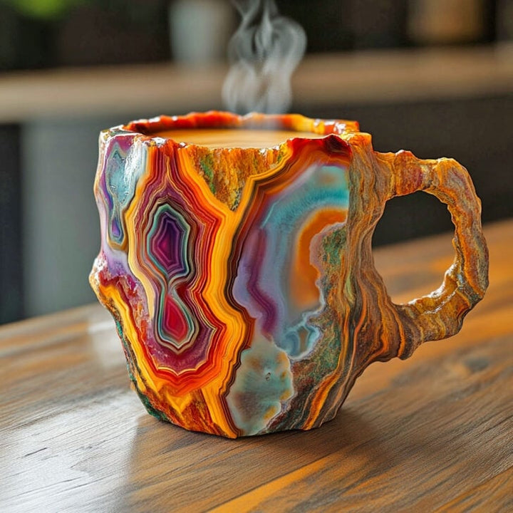 Artisan Mineral Glass Coffee Cups | Insulated & Safe for Microwaves | 350-450 ml