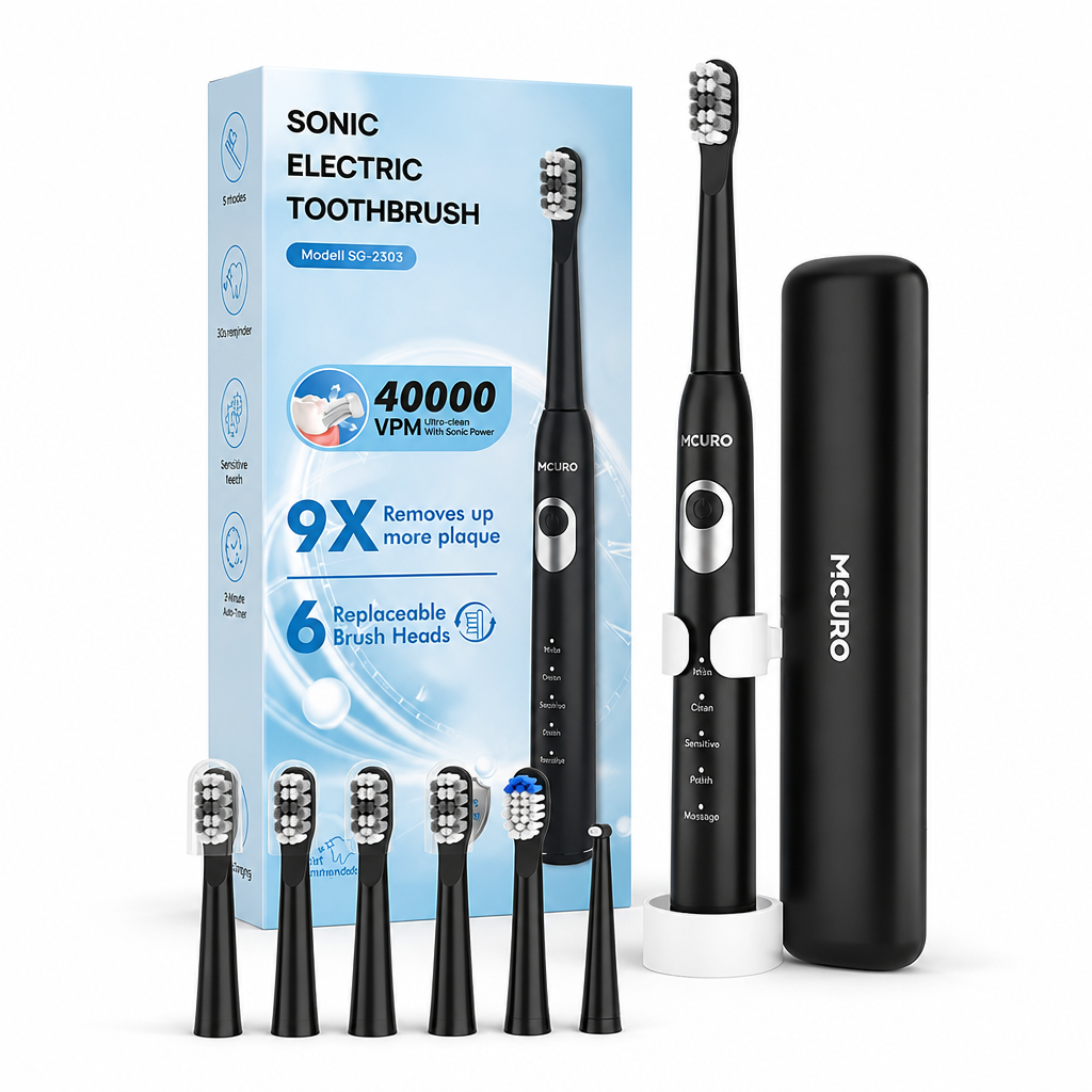 USB-Rechargeable Soundwave Electric Toothbrush (6 Brush Heads)