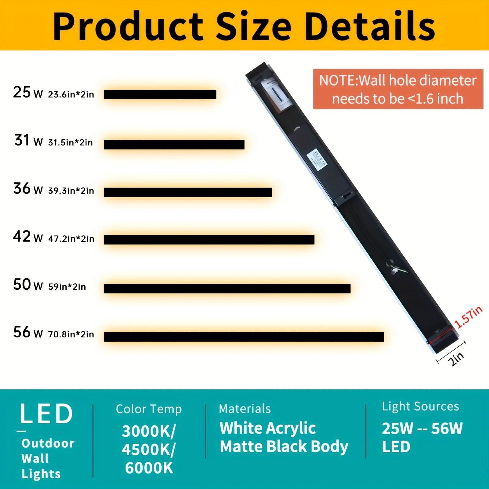 Dimmable Outdoor Wall Sconce - Long-Style Lighting Fixture
