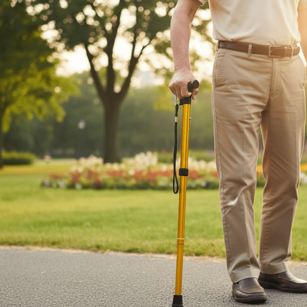 Lightweight Aluminum Walking Cane with Adjustable Height and Ergonomic Grip