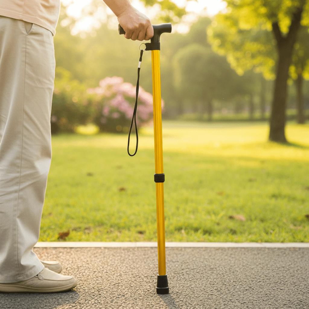 Lightweight Aluminum Walking Cane with Adjustable Height and Ergonomic Grip